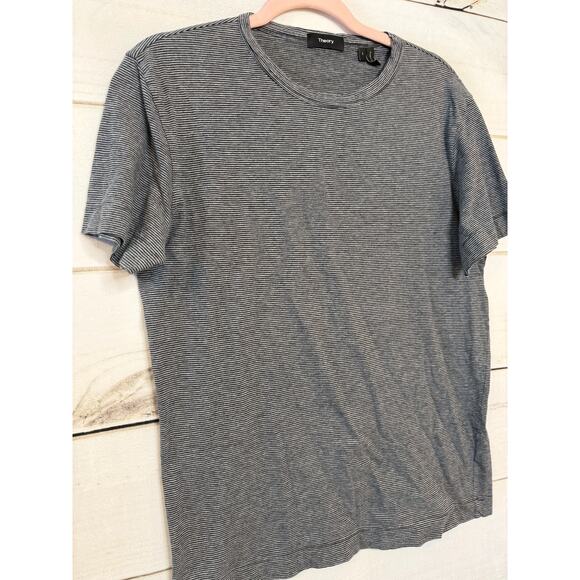 Theory Black Grey Striped T-Shirt L Everyday Wear Cozy Comfy Casual - Picture 5 of 5